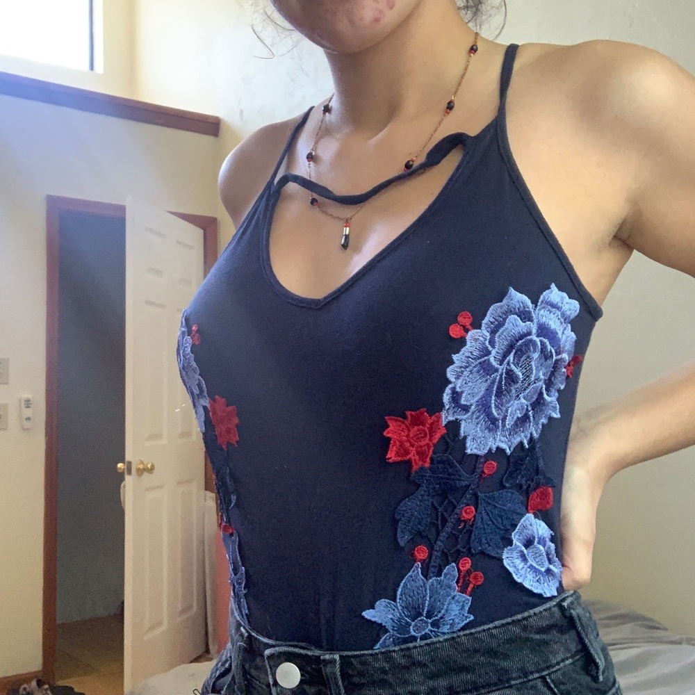 Blue Floral Body Suit
